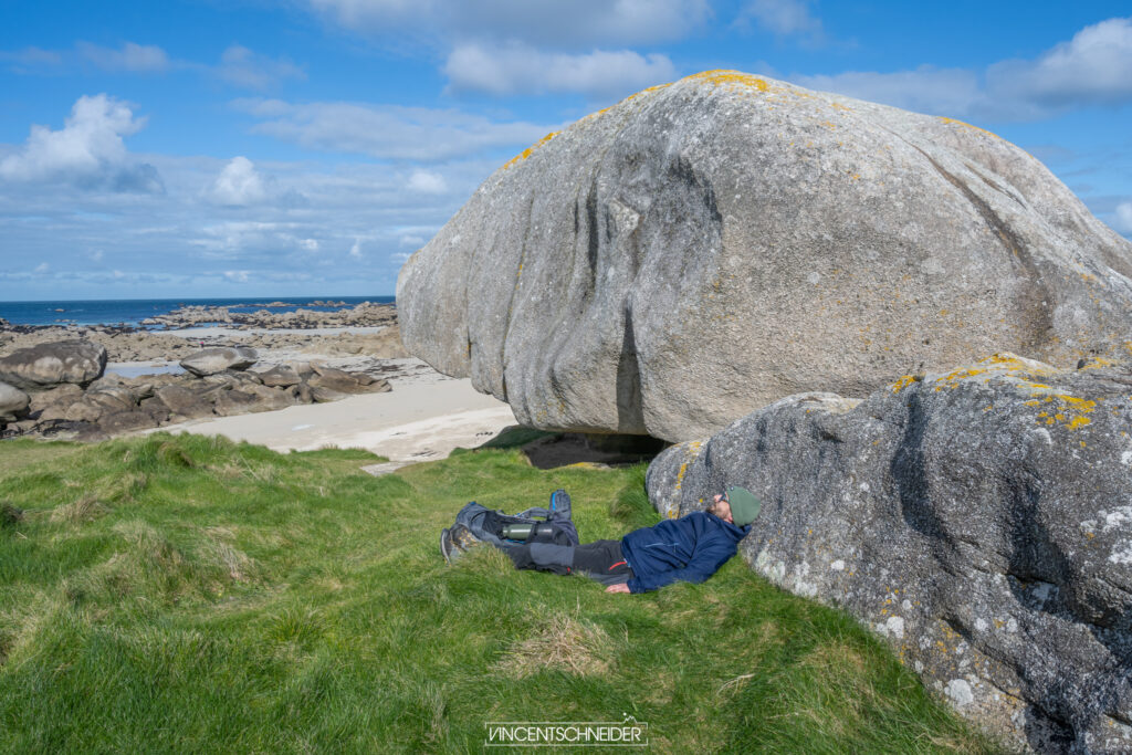 sieste herbe hiver finistere nord gr34 randonnee ocean atlantique