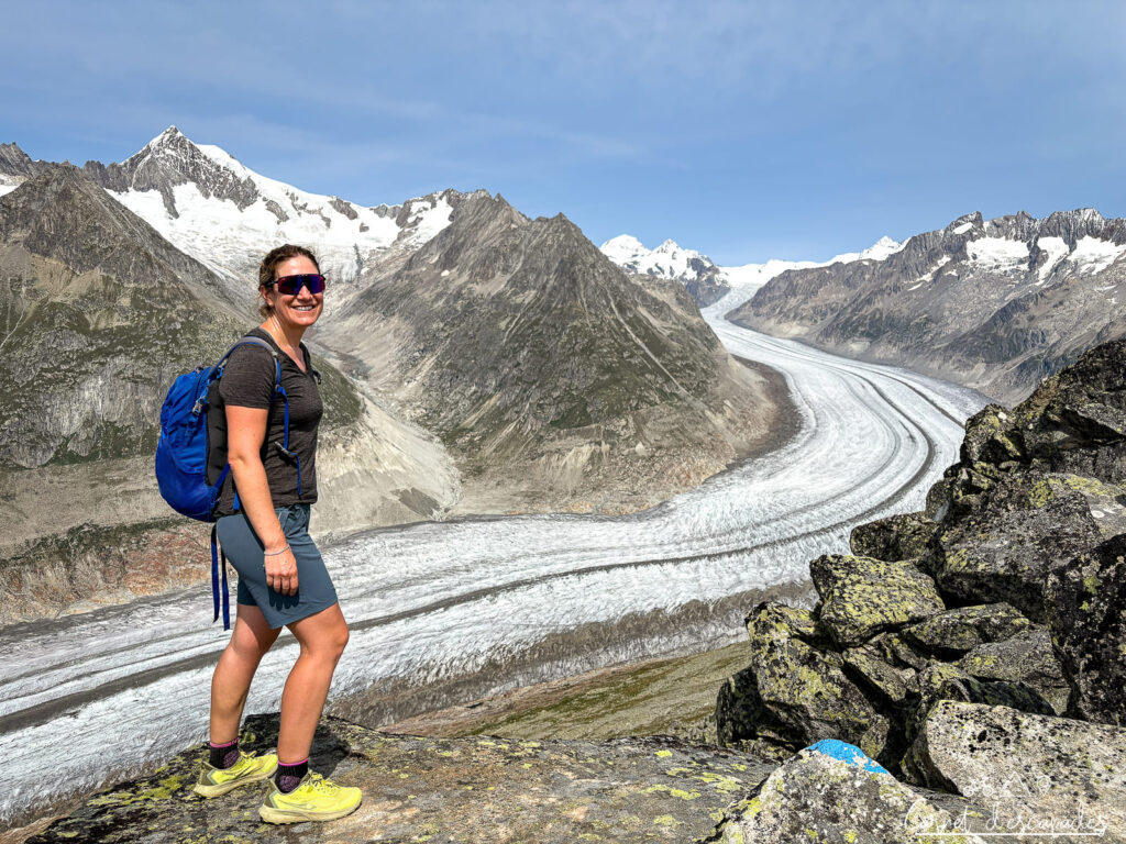 Laurène devant le Glacier d'Aletsch